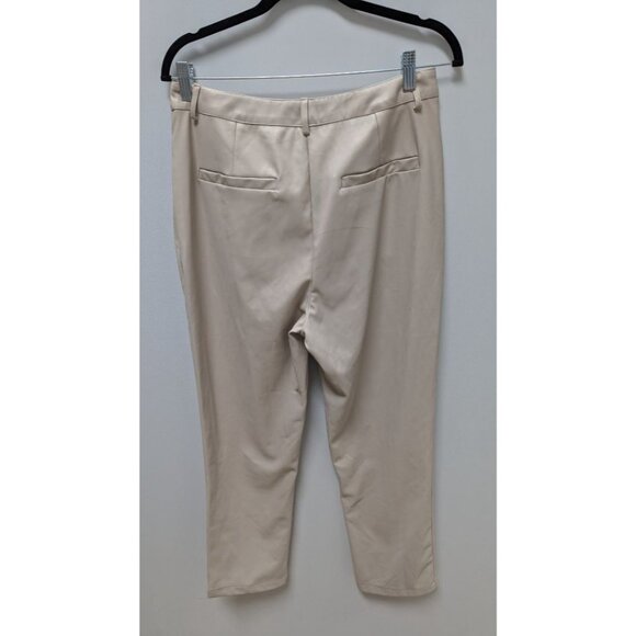 Pretty Little Thing Light Beige Faux-Leather Straight Pants - Picture 2 of 2